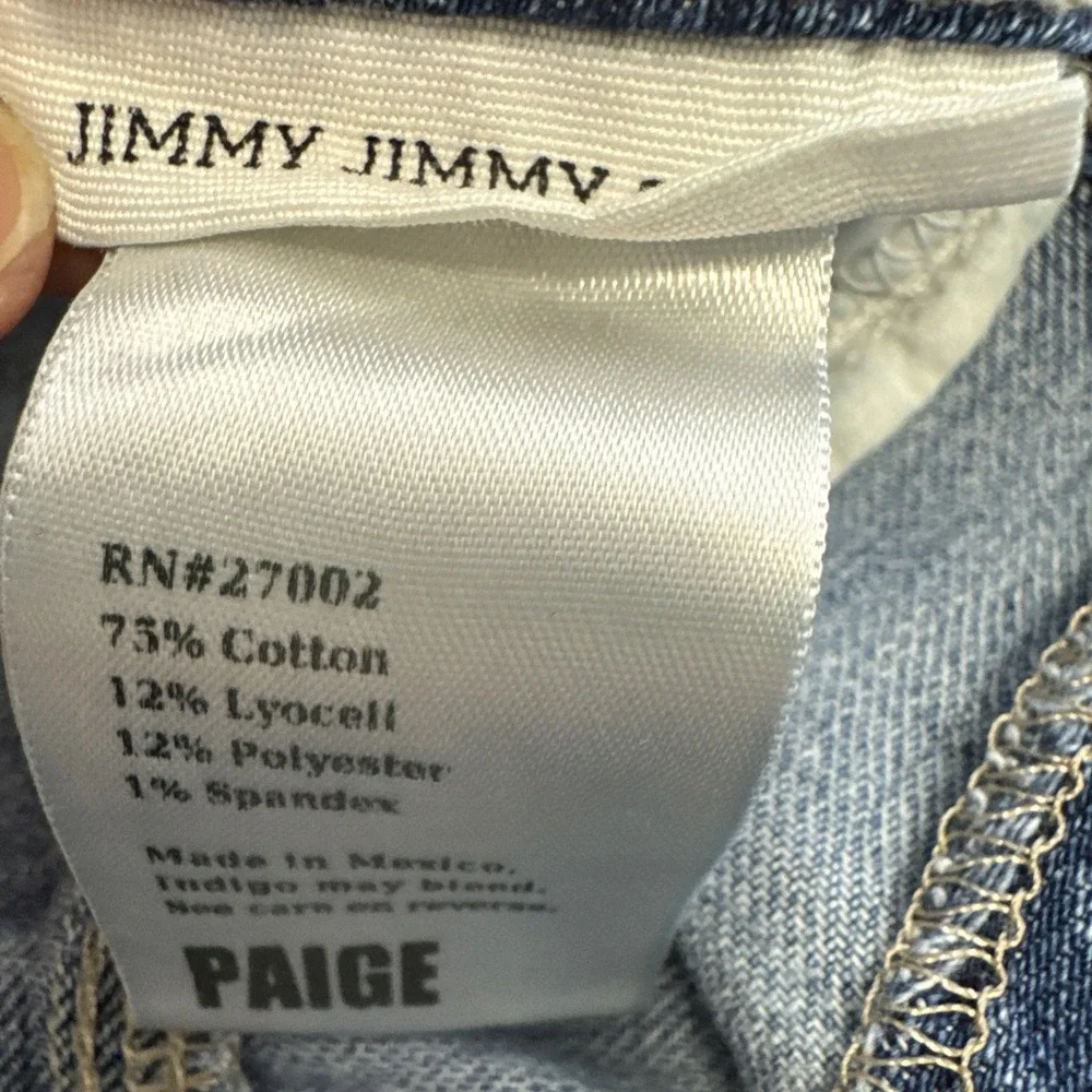 Paige Jimmy Jimmy Skinny Denim Shorts Medium Wash Raw Hem‎ Size 28